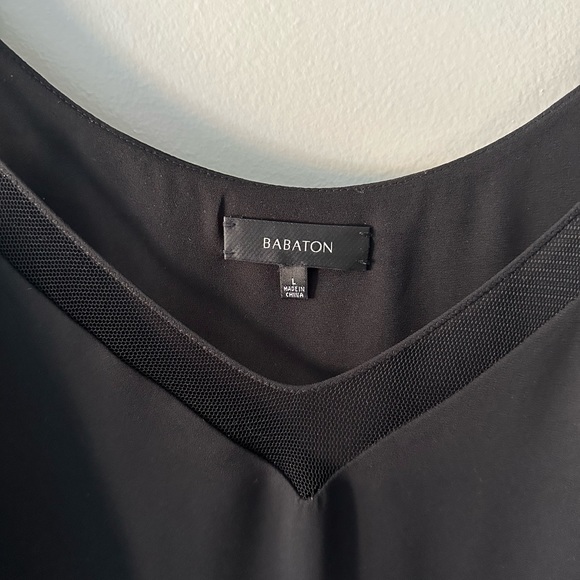 BABATON - Black Tank Top with Mesh Neckline - Picture 2 of 2